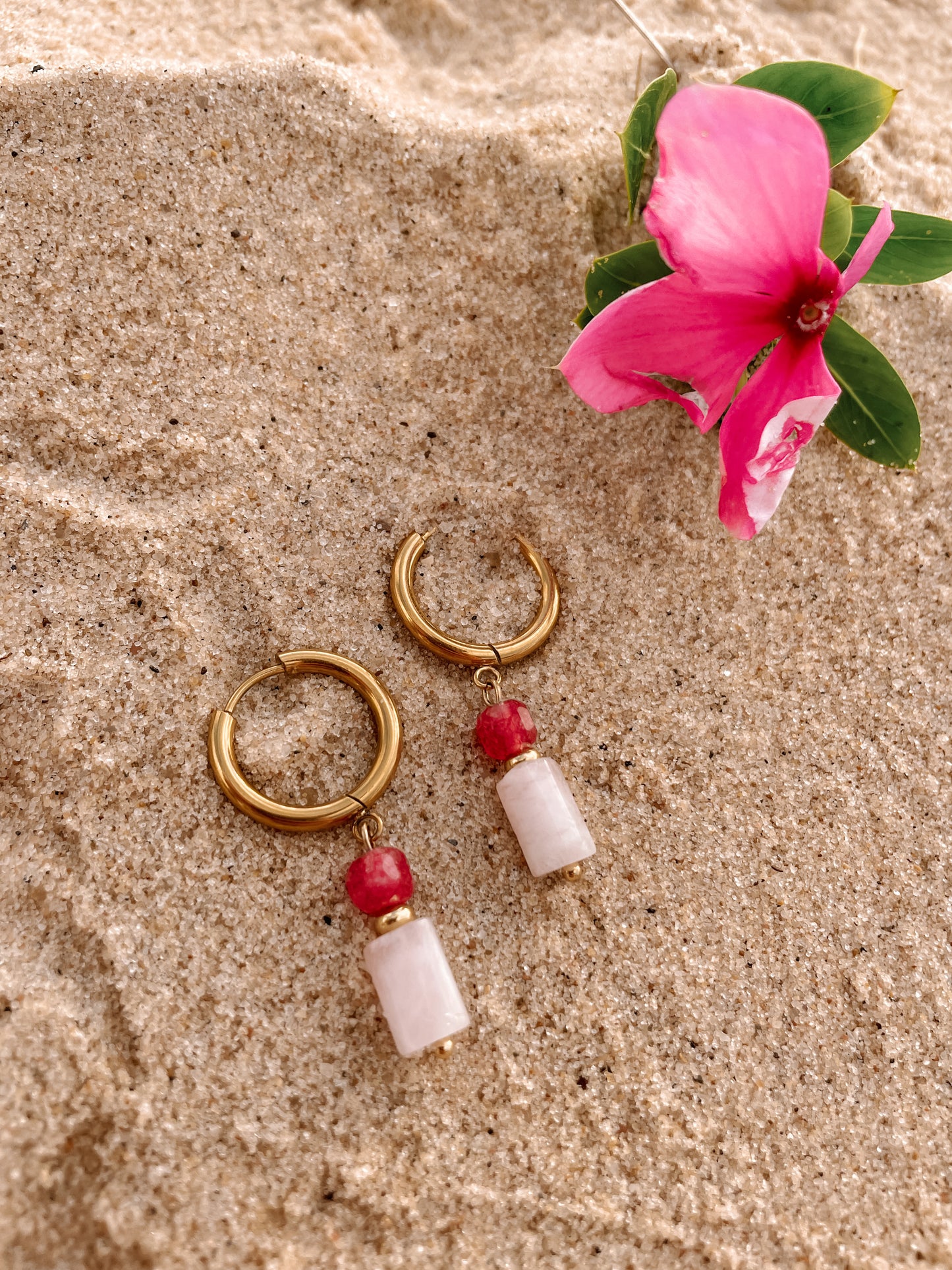 Creolen "OCEAN" Pink Turmalin & Rosenquarz