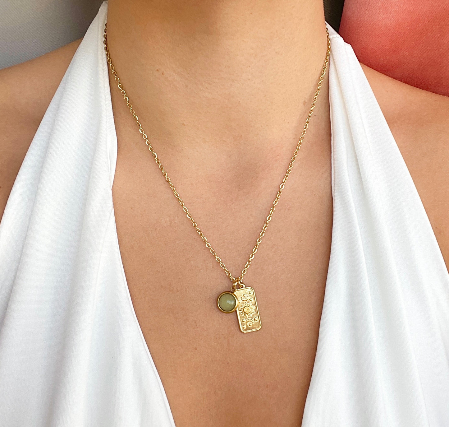 Edelstein Medaillon Kette "THALASSA"