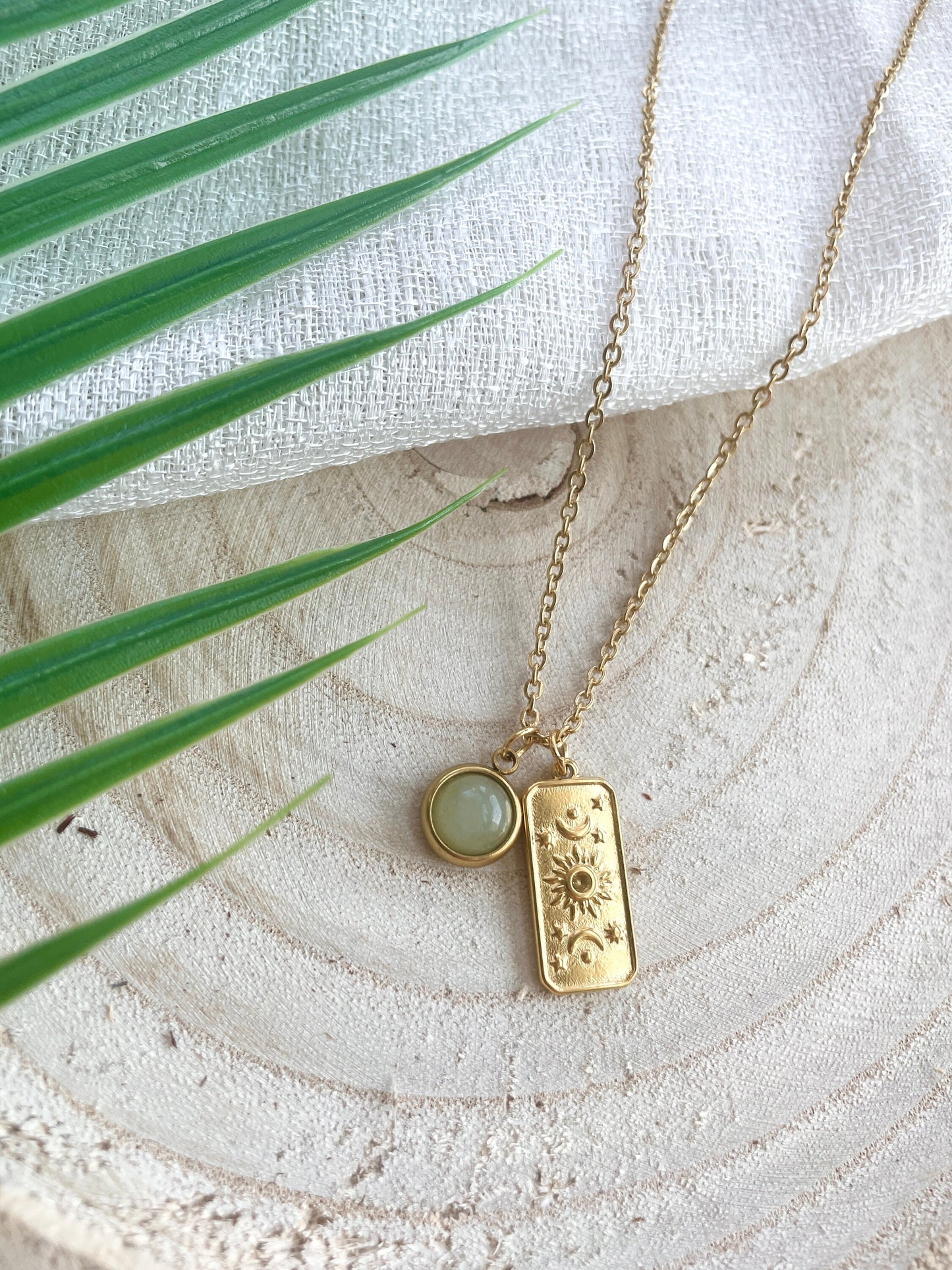 Edelstein Medaillon Kette "THALASSA"