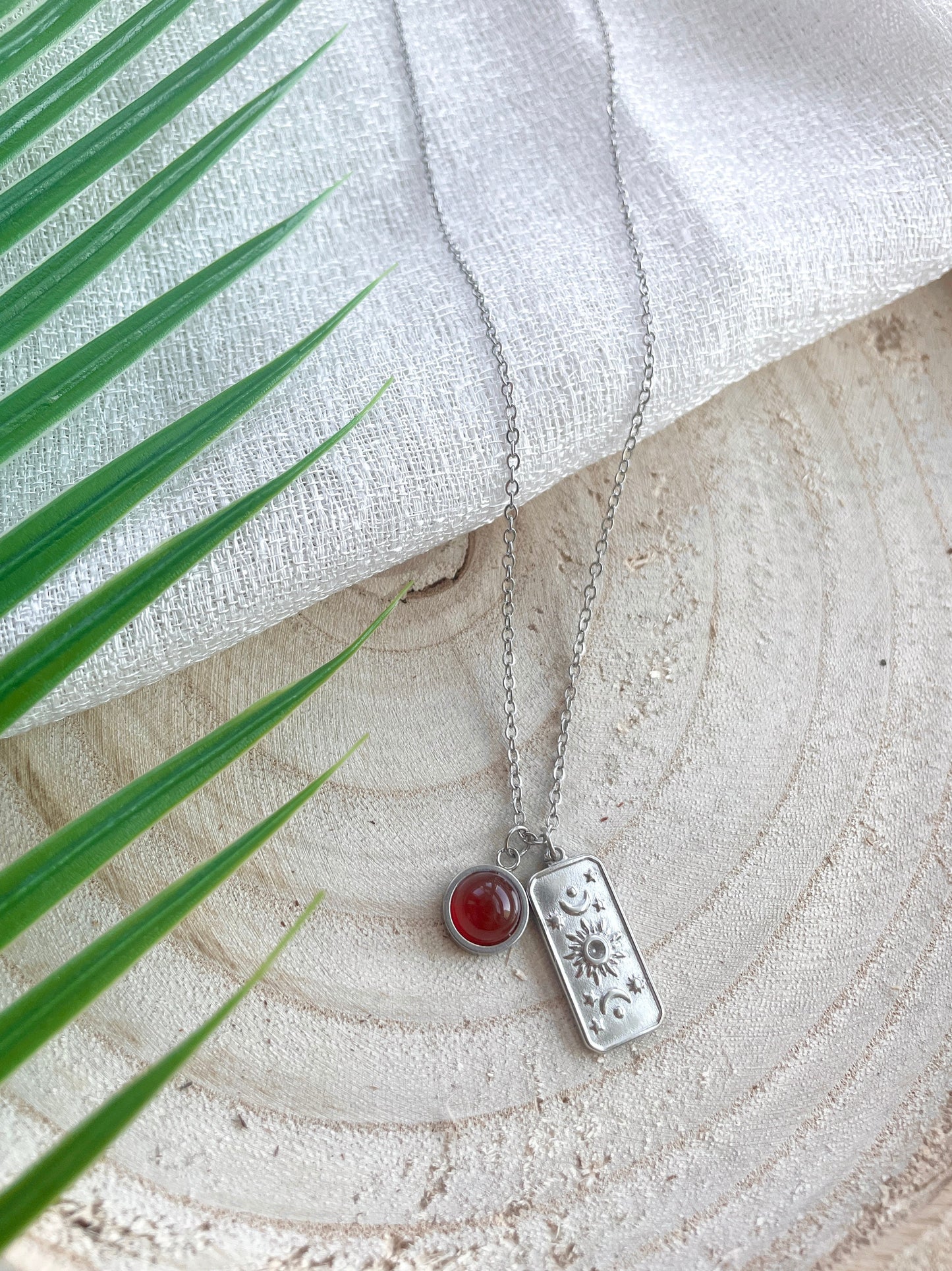 Edelstein Medaillon Kette "THALASSA"