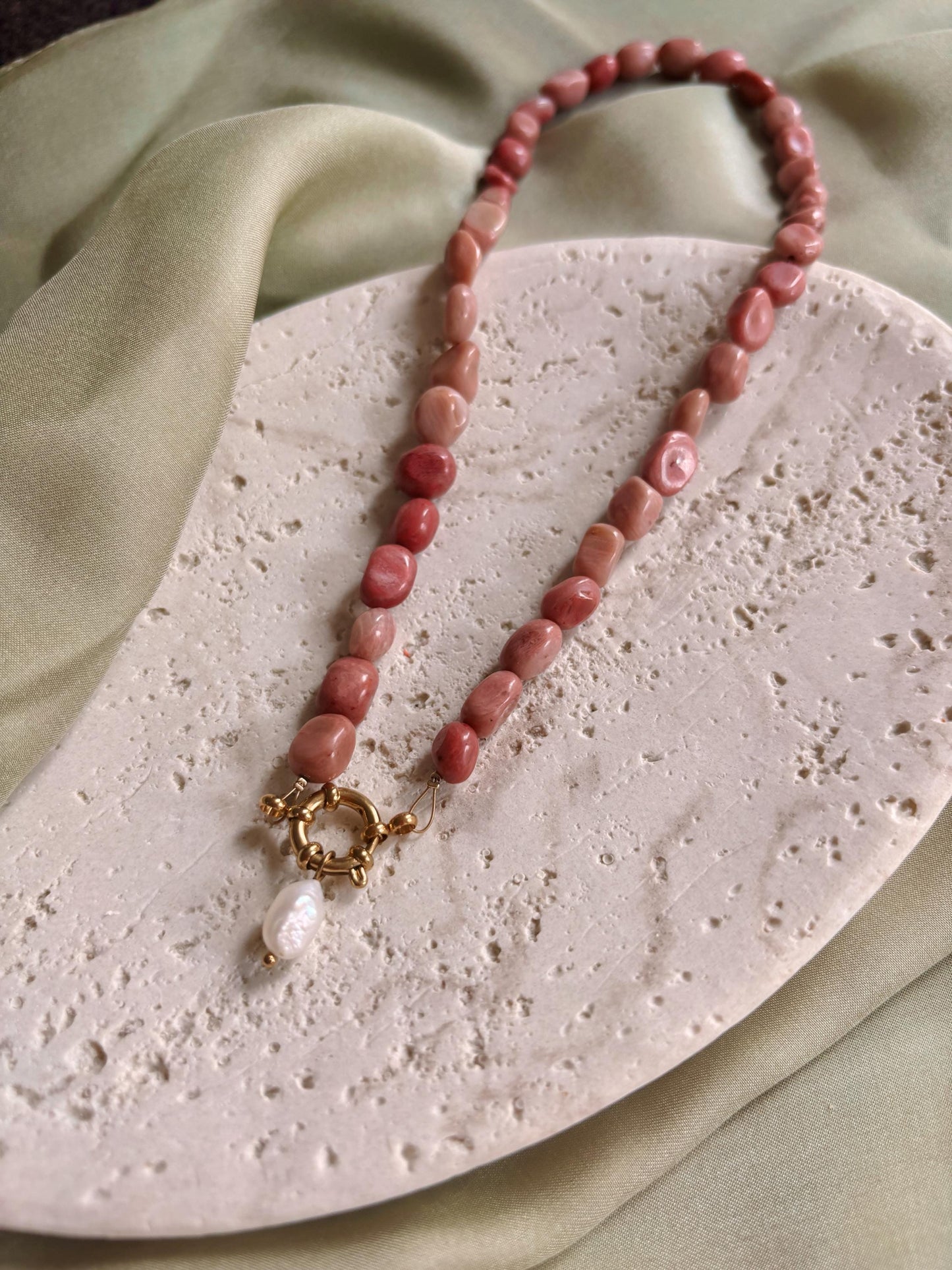 Rhodonit Kette "PEARL"