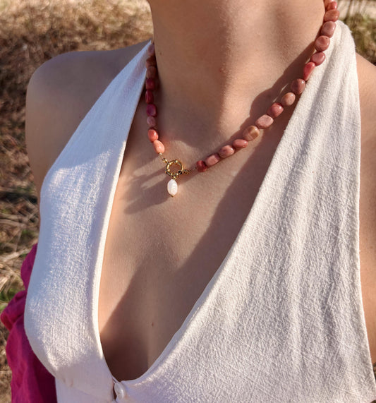 Rhodonit Kette "PEARL"